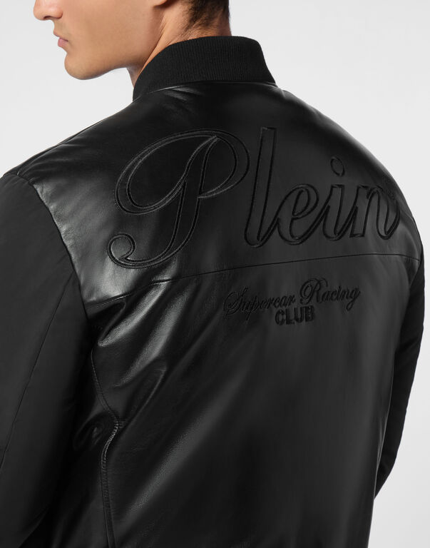 Leather Bomber Jacket LS Racing Club
