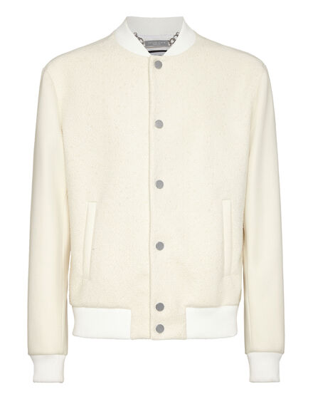 Wool Bomber With Transparent Strass