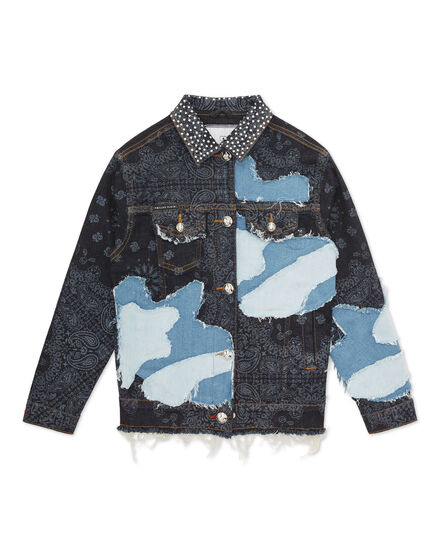 Denim Patchwork Regular Jacket Camouflage