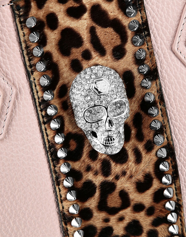 Handle bag small size skull crystal Leopard