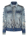 Denim Oversize Jacket LS Strass Flame