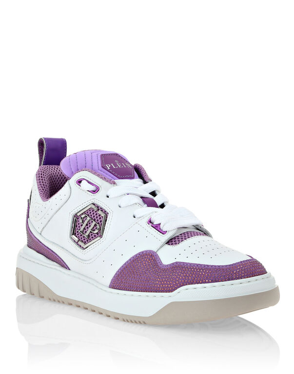 Mix Leather Lo-Top Sneakers Crystal