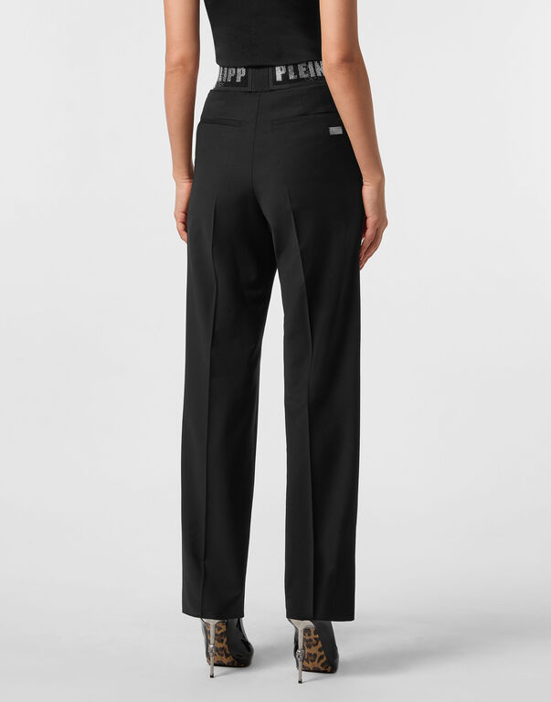 Wool Classic Trousers Elastic Band Crystal