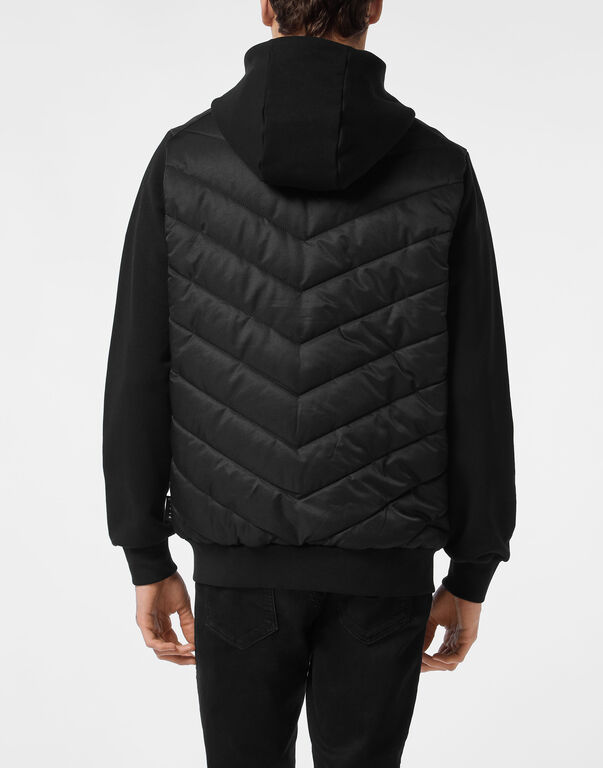 Nylon and Fleece Hooded Tracksuit Jacket with Padded Inserts