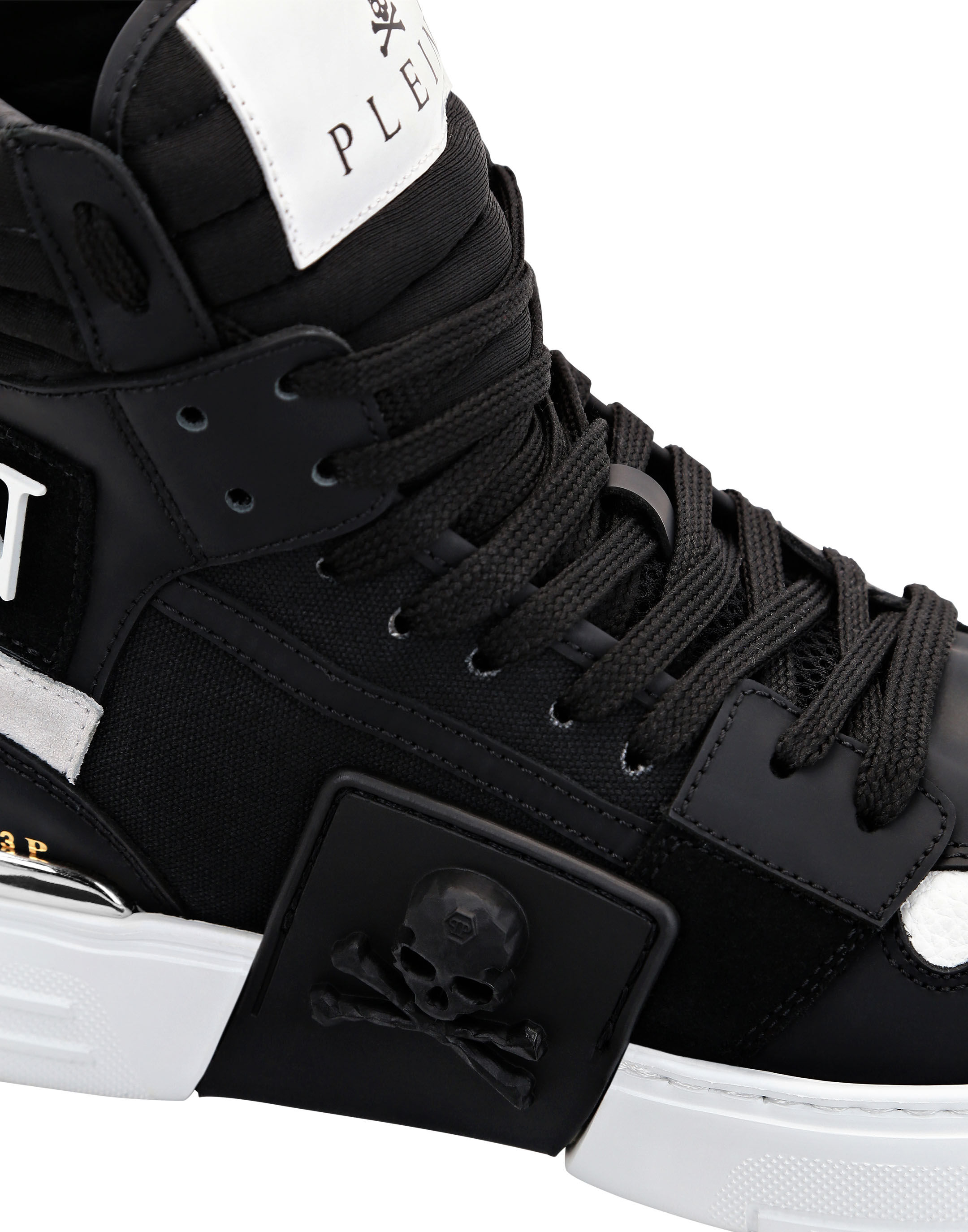 PHANTOM KICK$ Hi-Top Sneakers mix materials | Philipp Plein PHANTOM KICK$ Hi-Top Sneakers mix materials | Philipp Plein