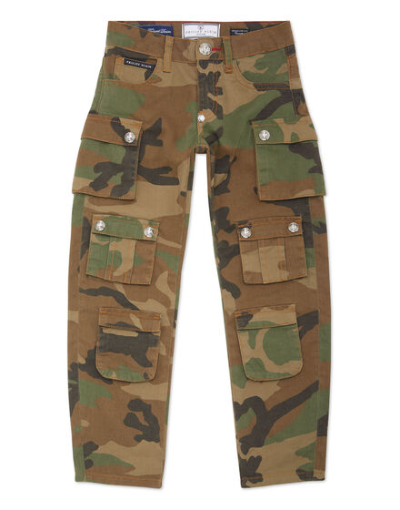 Strass Denim Cargo Trousers Camouflage