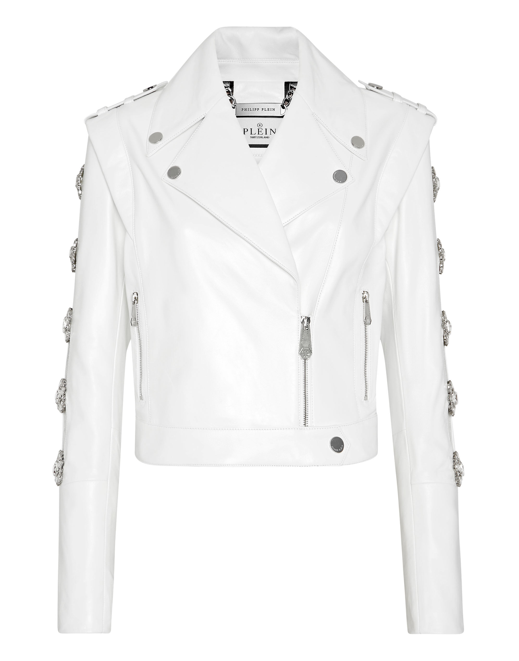 Philipp plein leather new arrivals jacket womens