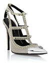 Leather Strass Sandals High Heels Studs