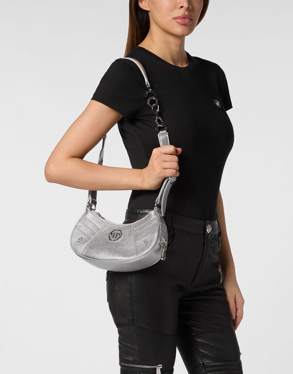 Deer Embossed Shimmer Leather Shoulder Bag
