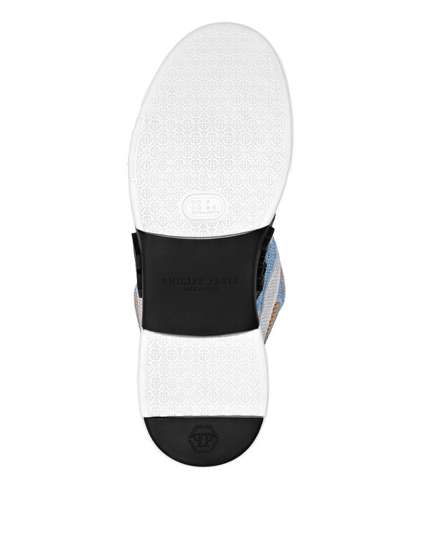 Mix Leather Lo-Top Sneakers Strass