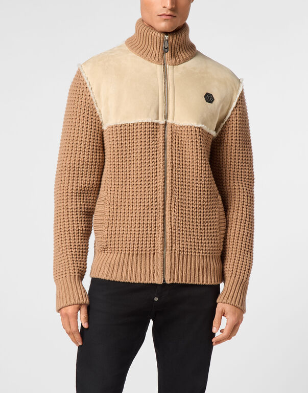 Lambswool Shearling High Collar Bomber