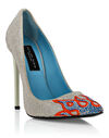 Suede Strass Decollete High Heels Flame
