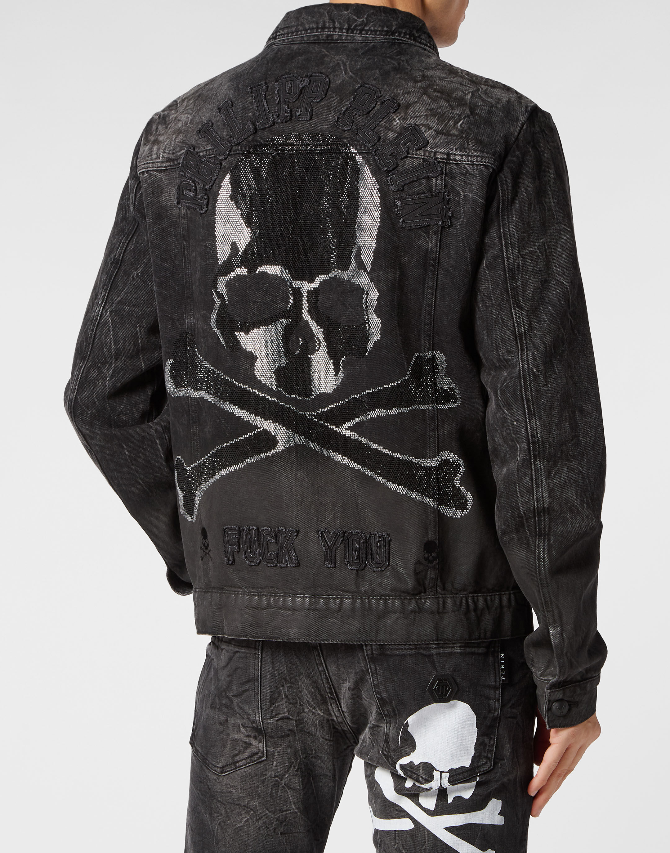 Zipped Denim Jacket Stones Skull | Philipp Plein