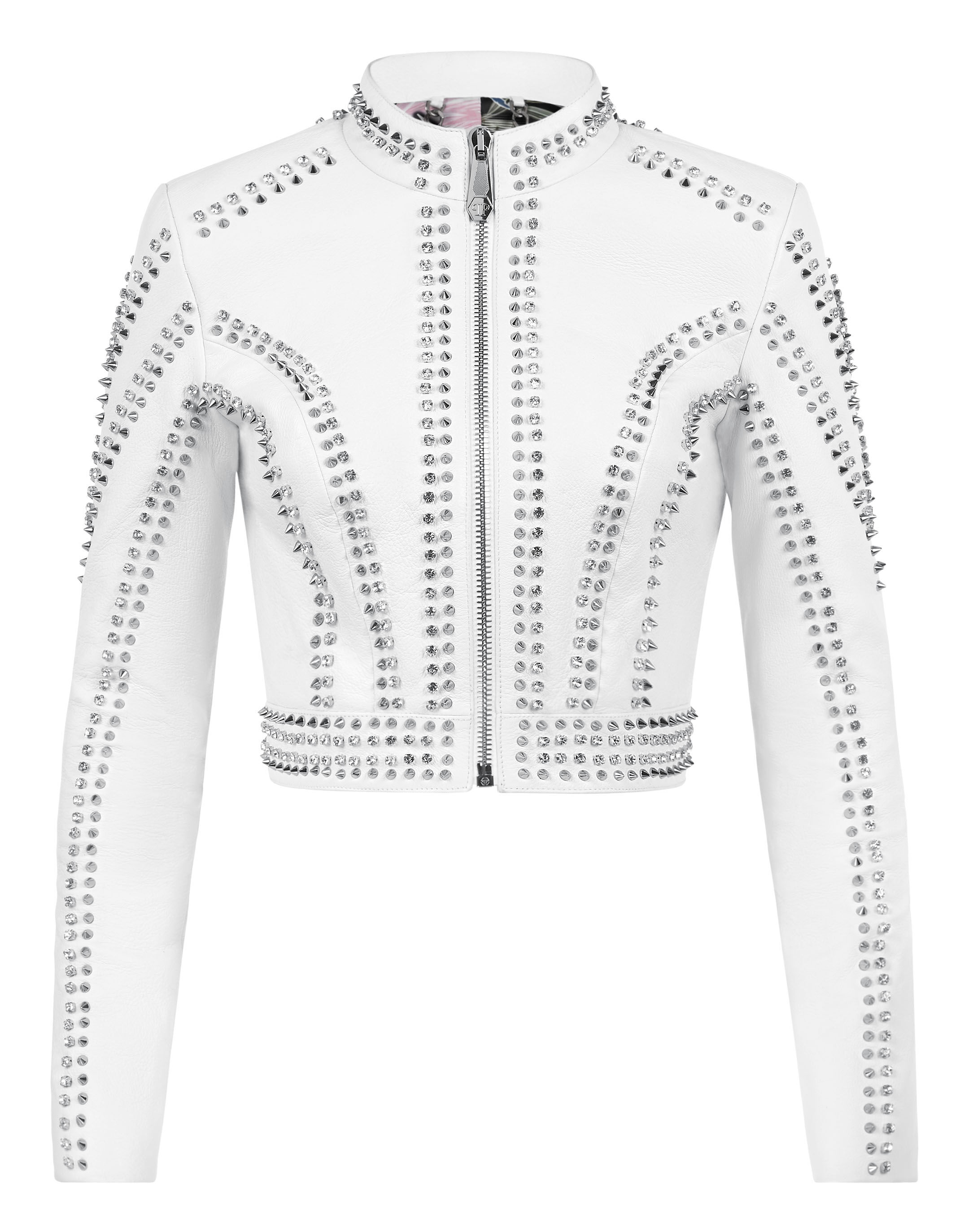 white leather moto jacket