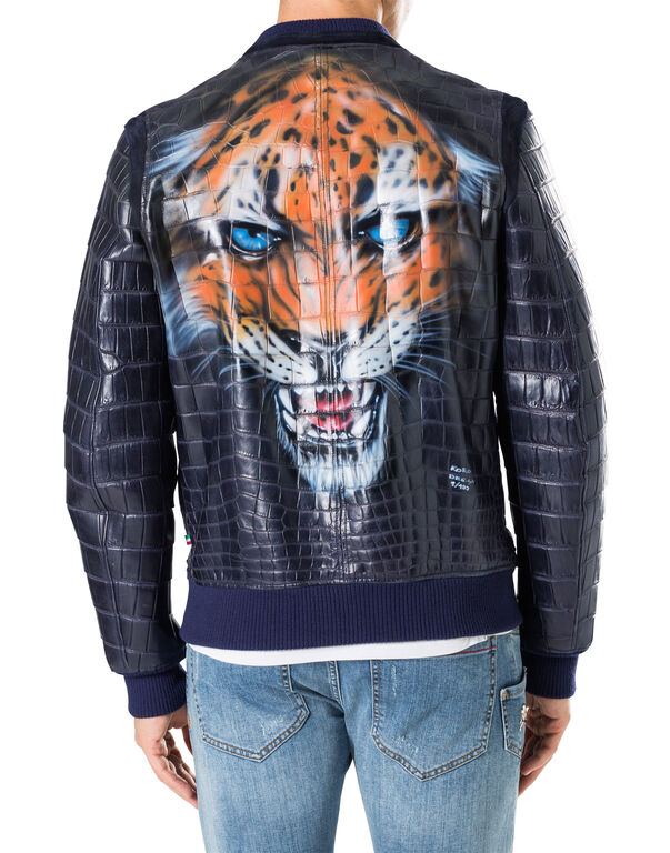 Leather Bomber Tiger face