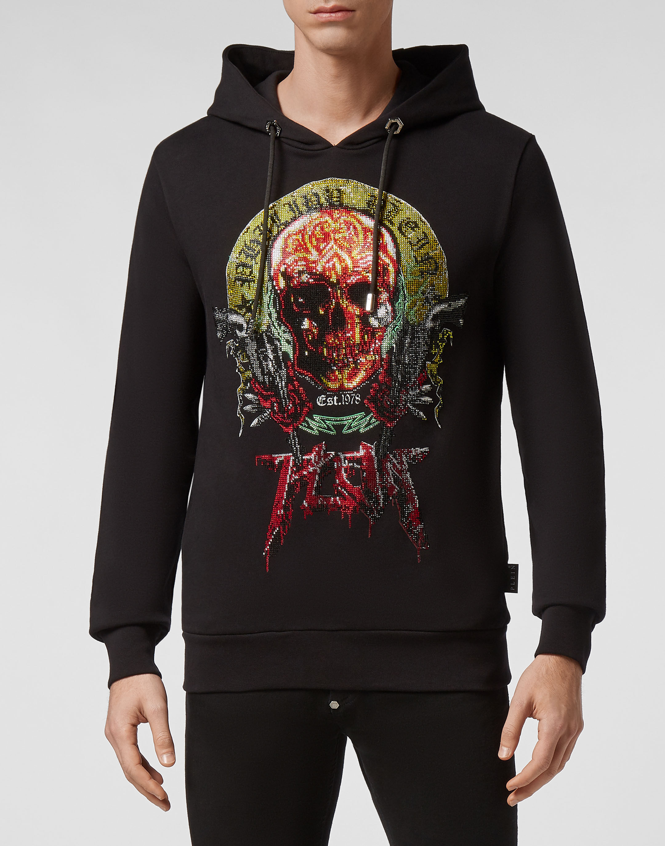 Philipp Plein rhinestone-embellished skull hoodie - Black