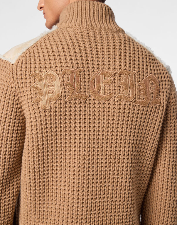 Lambswool Shearling High Collar Bomber