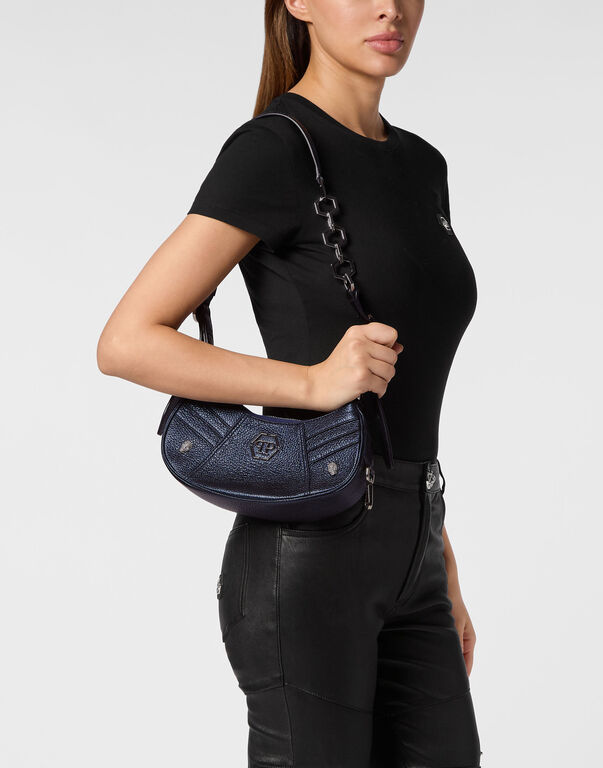 Deer Embossed Shimmer Leather Shoulder Bag