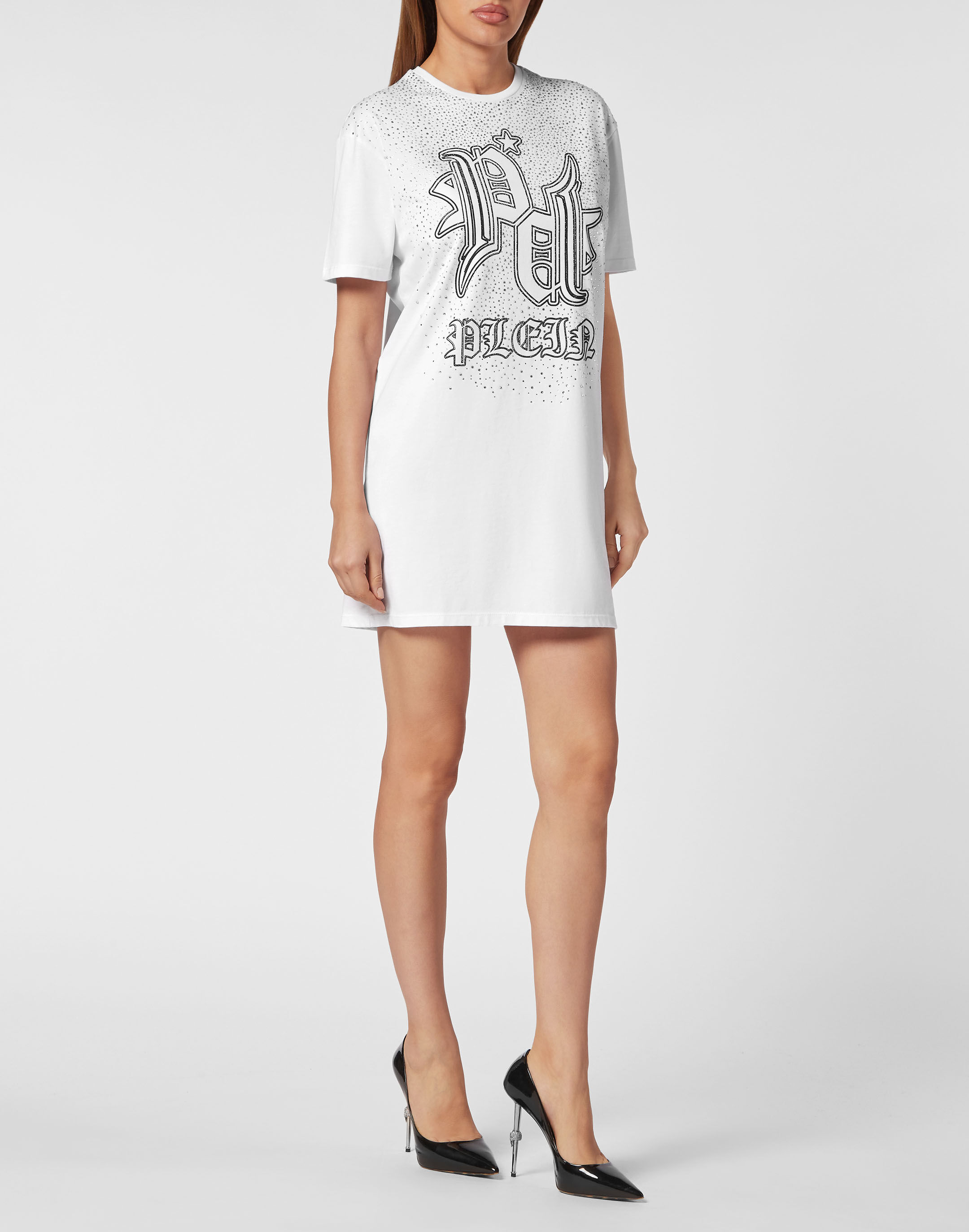 T shirt dress and heels outlet