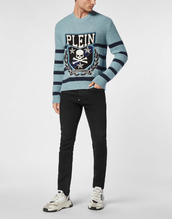 Pullover Round Neck Long-Sleeve Patches