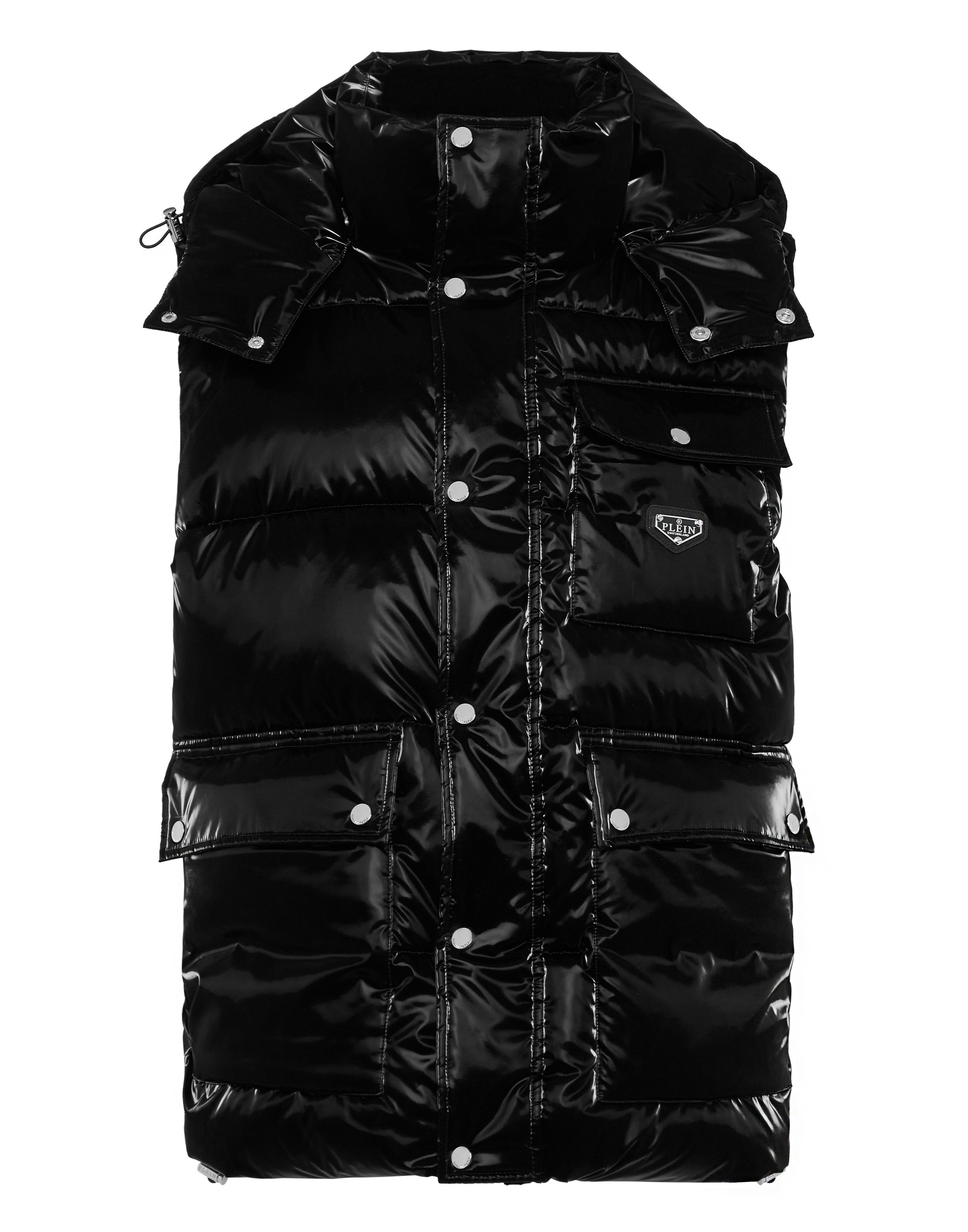 Shiny black puffer vest outlet