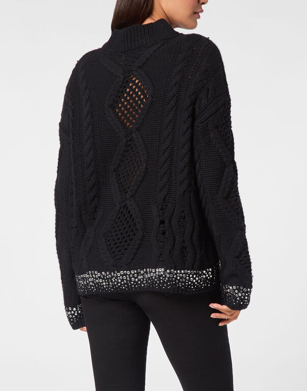 Knitted Pullover Round Neck Long-Sleeve Strass