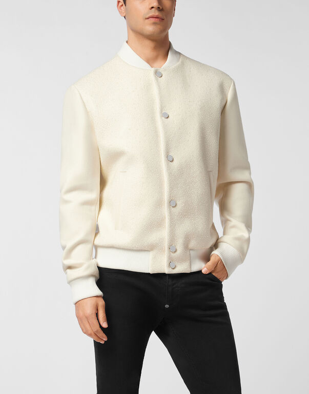 Wool Bomber With Transparent Strass