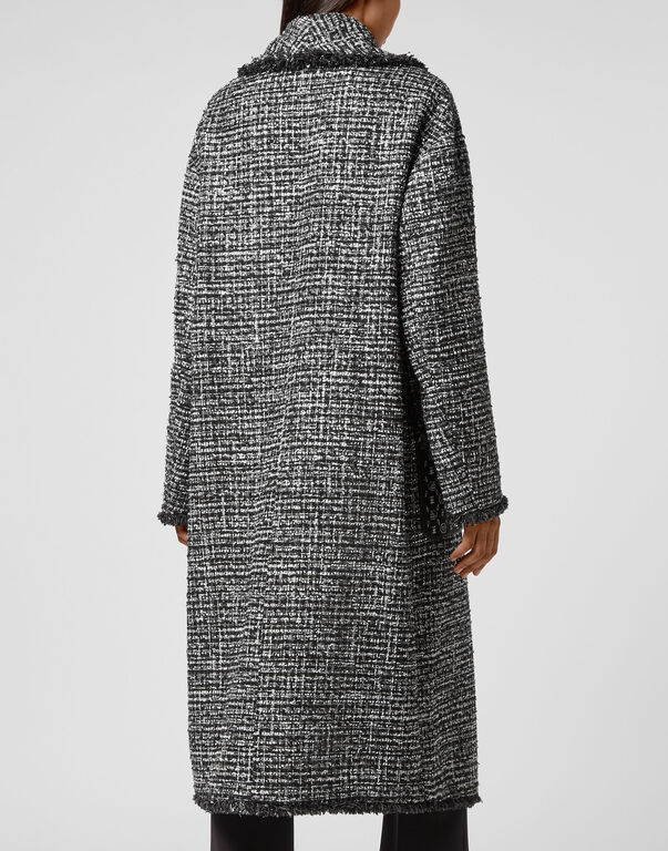 Bouclé Coat Long Embroidery