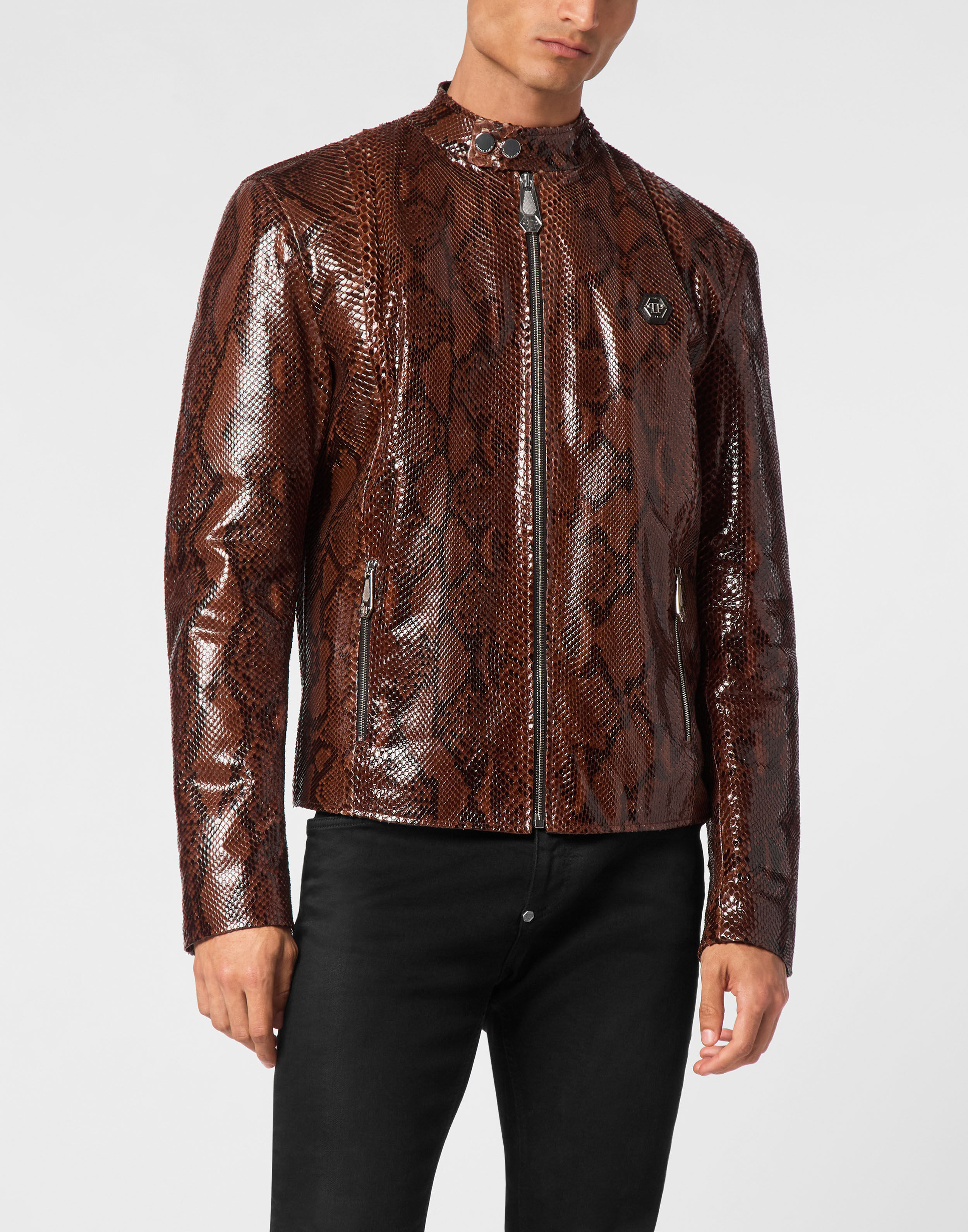 Python Leather Moto Jacket | Philipp Plein