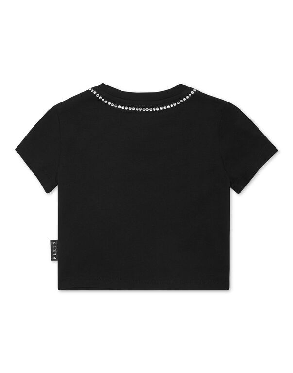 Cropped T-shirt Strass Round Neck SS
