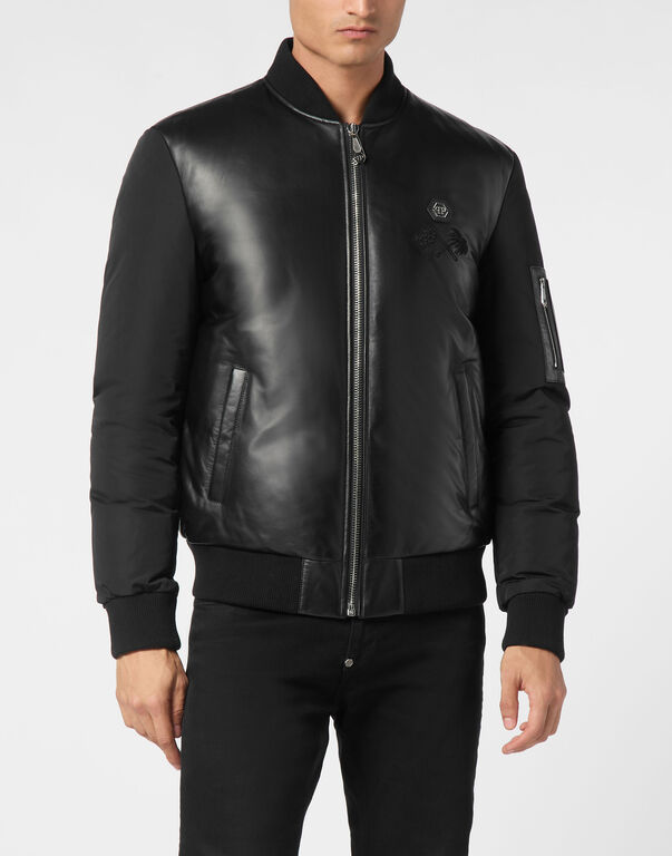 Leather Bomber Jacket LS Racing Club