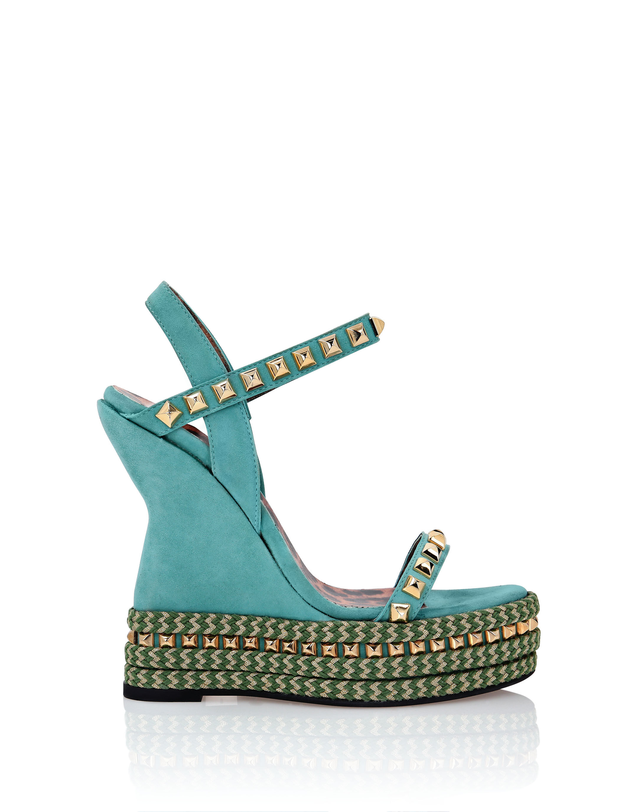 Suede Sandals Wedge Studs Philipp Plein