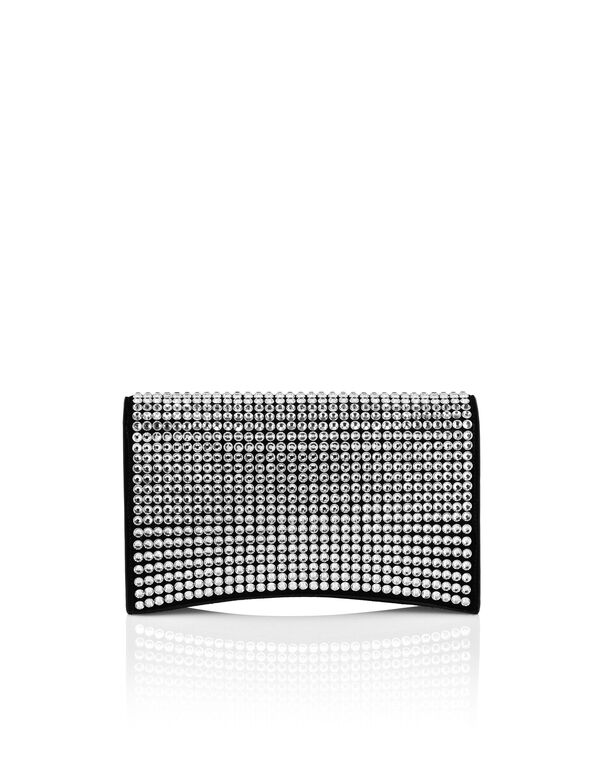 Suede Crystal Clutch Shoulder Bag Crystal