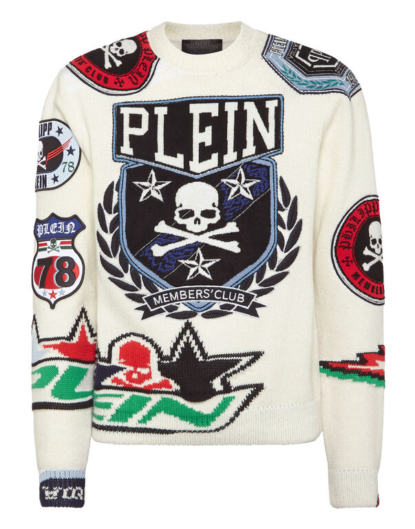 Pullover Round Neck Long-Sleeve Patches