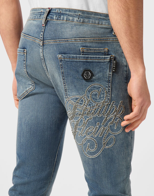 Denim Trousers Super Straight Cut Studs