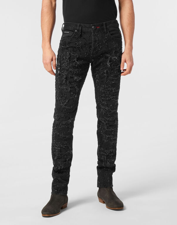 Denim Trousers Rock Star Tribal Strass