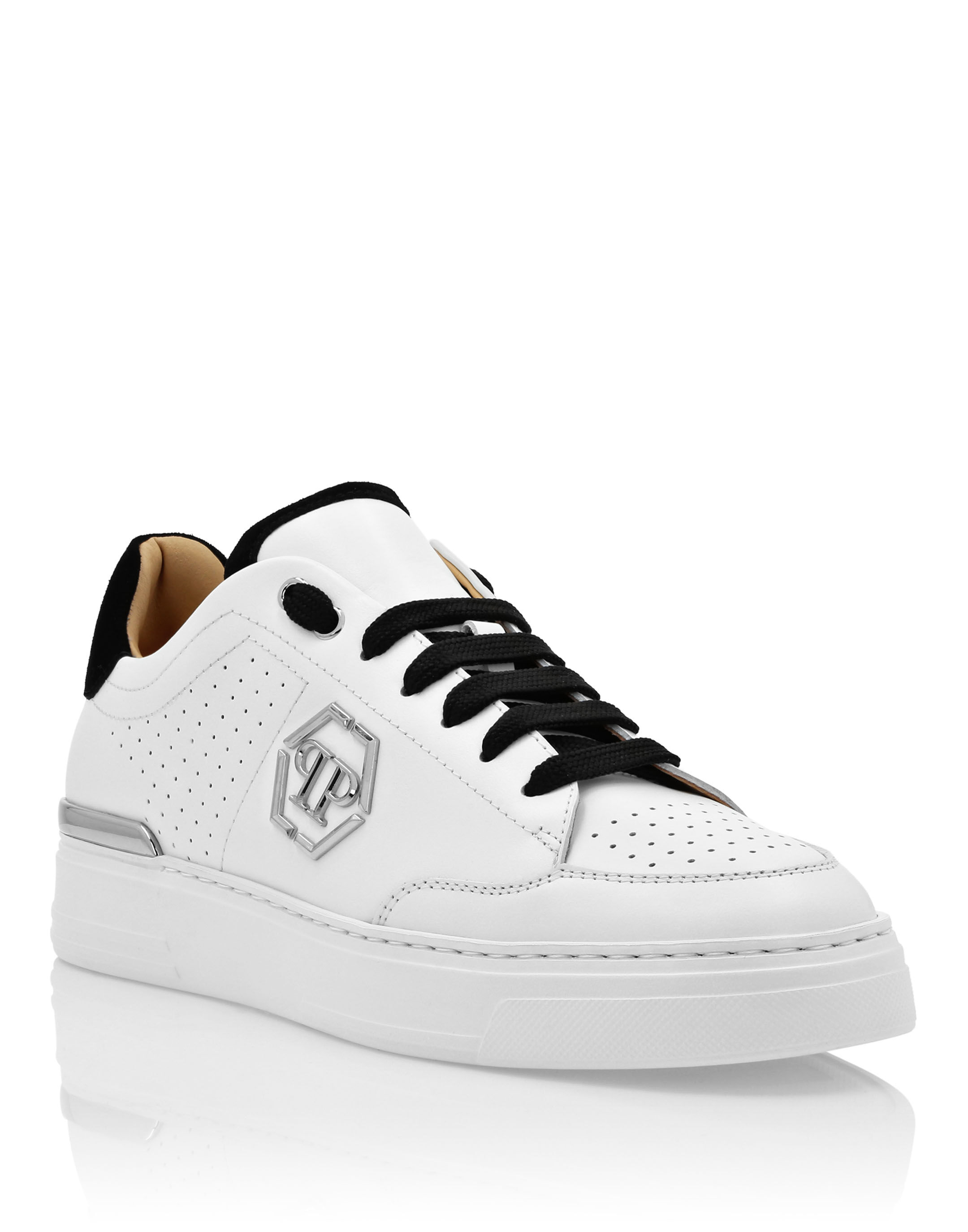 Mix Leather Lo Top Sneakers Philipp Plein