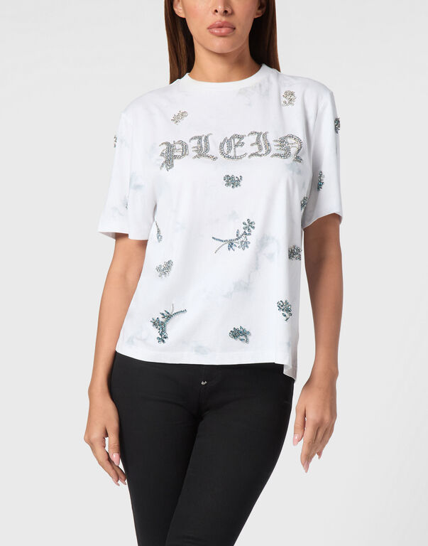 Tie-Dye T-Shirt Man Fit Round Neck SS Flowers