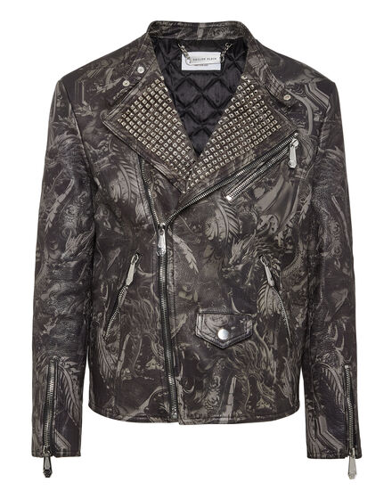 Leather Biker Jacket Skull and studs