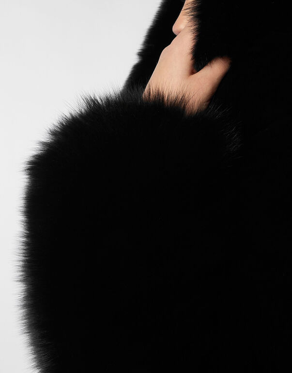 Fox Fur Hooded Short Jacket