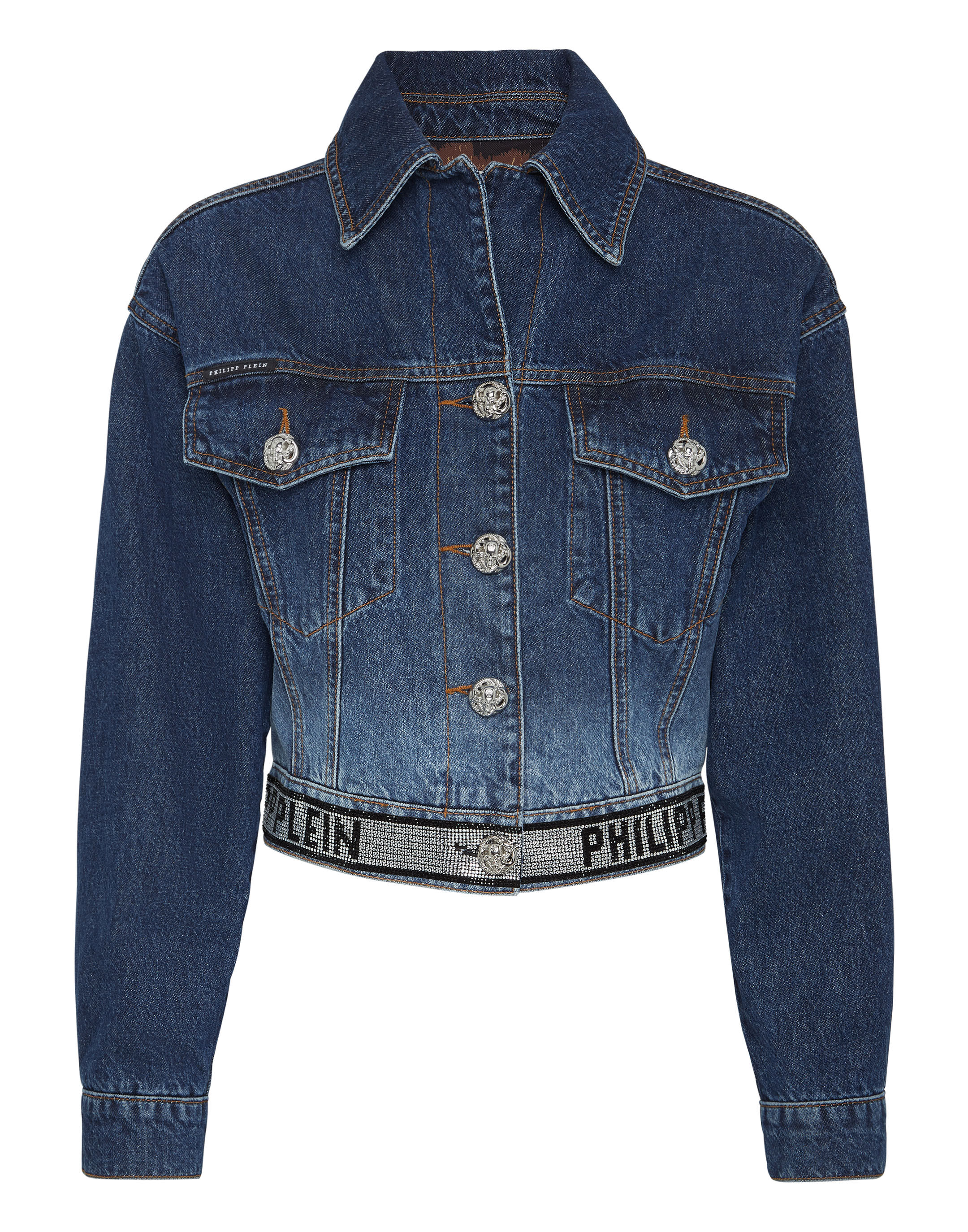 Jaket denim crop store