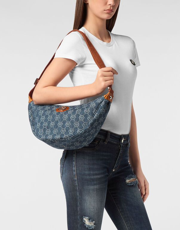 Denim Medium Shoulder Soft Bag Monogram