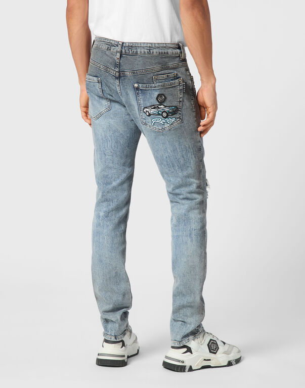 Denim Super Straight Cut Fit Trousers Cars Racing