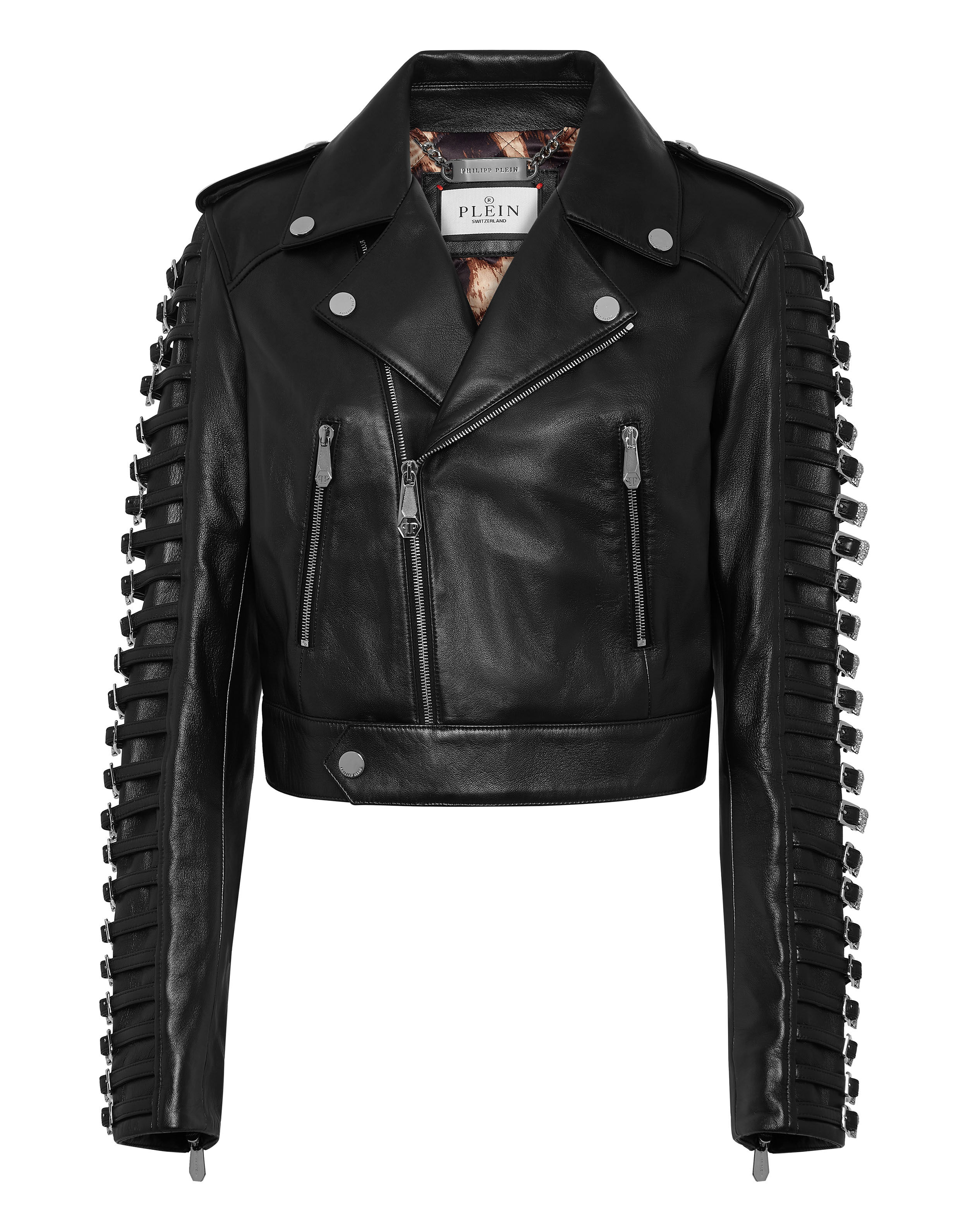Philipp plein leather jacket womens on sale