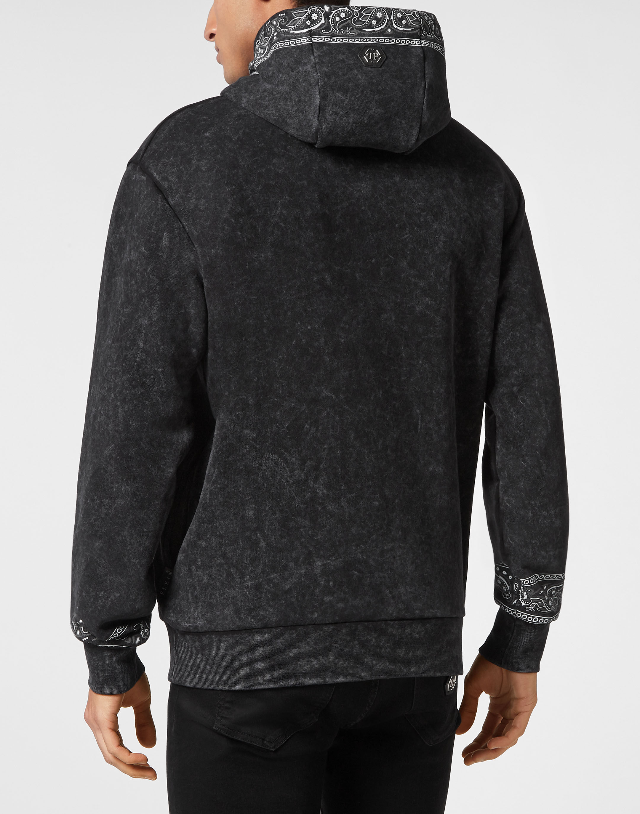 Washed Hoodie Sweatshirt Paisley Strass Philipp Plein