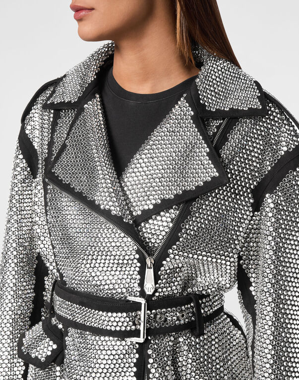 Oversized Biker Jacket Crystal