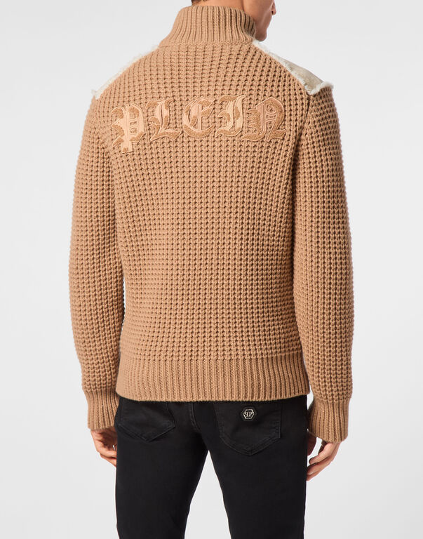 Lambswool Shearling High Collar Bomber