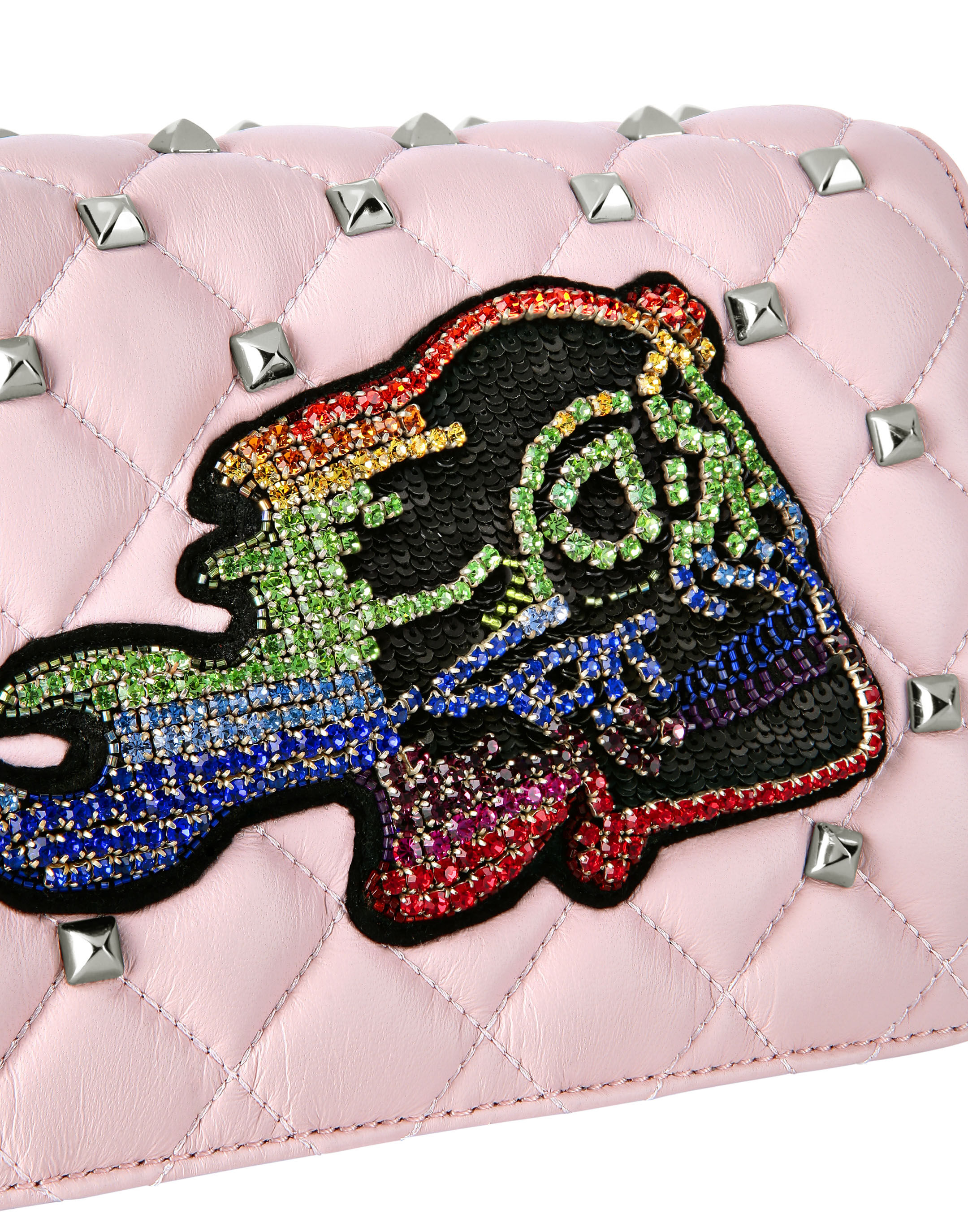 Shoulder Bag micro studs and Embroidered Skull on fire Philipp Plein