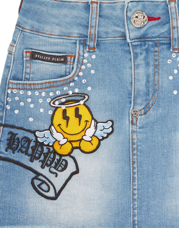 Denim Mini Skirt Smile