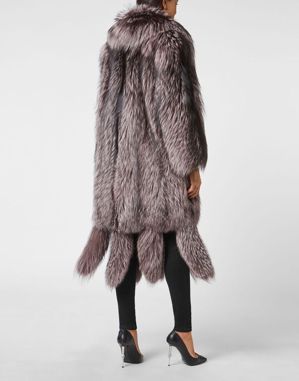 LONG SILVER FOX COAT